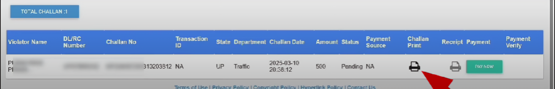 Online challan check UP e-challan check by vehicle number UP 2025