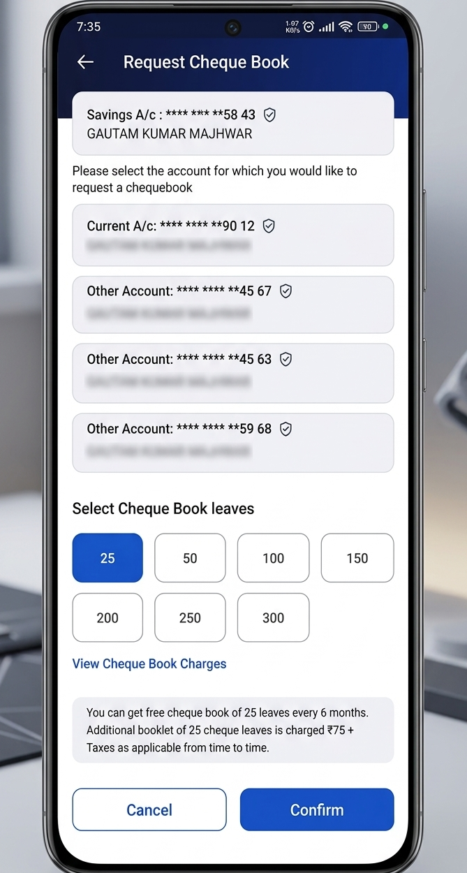 HDFC Bank cheque book request kaise kare 2026