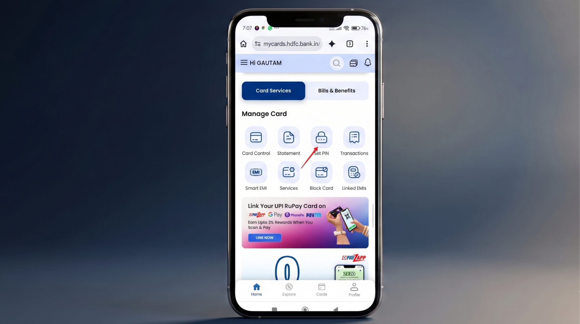 HDFC Credit Card PIN Kaise Banaye Mobile Se (Without Bank Account)